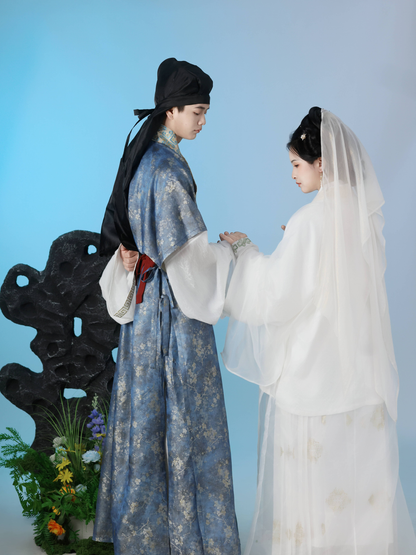 Original 'Night at Orchid Retreat' Song Dynasty Couple Hanfu — Ethereal White Pleated Skirt