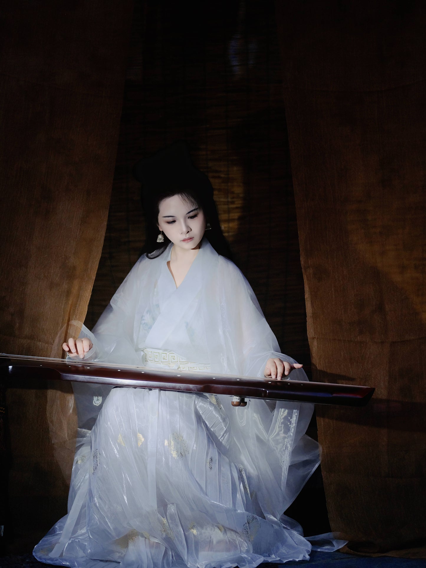 Original 'Night at Orchid Retreat' Song Dynasty Couple Hanfu — Ethereal White Pleated Skirt