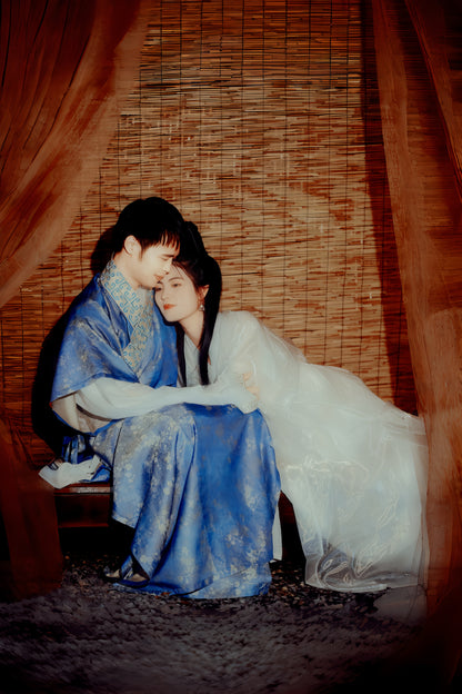 Original 'Night at Orchid Retreat' Song Dynasty Couple Hanfu — Ethereal White Pleated Skirt